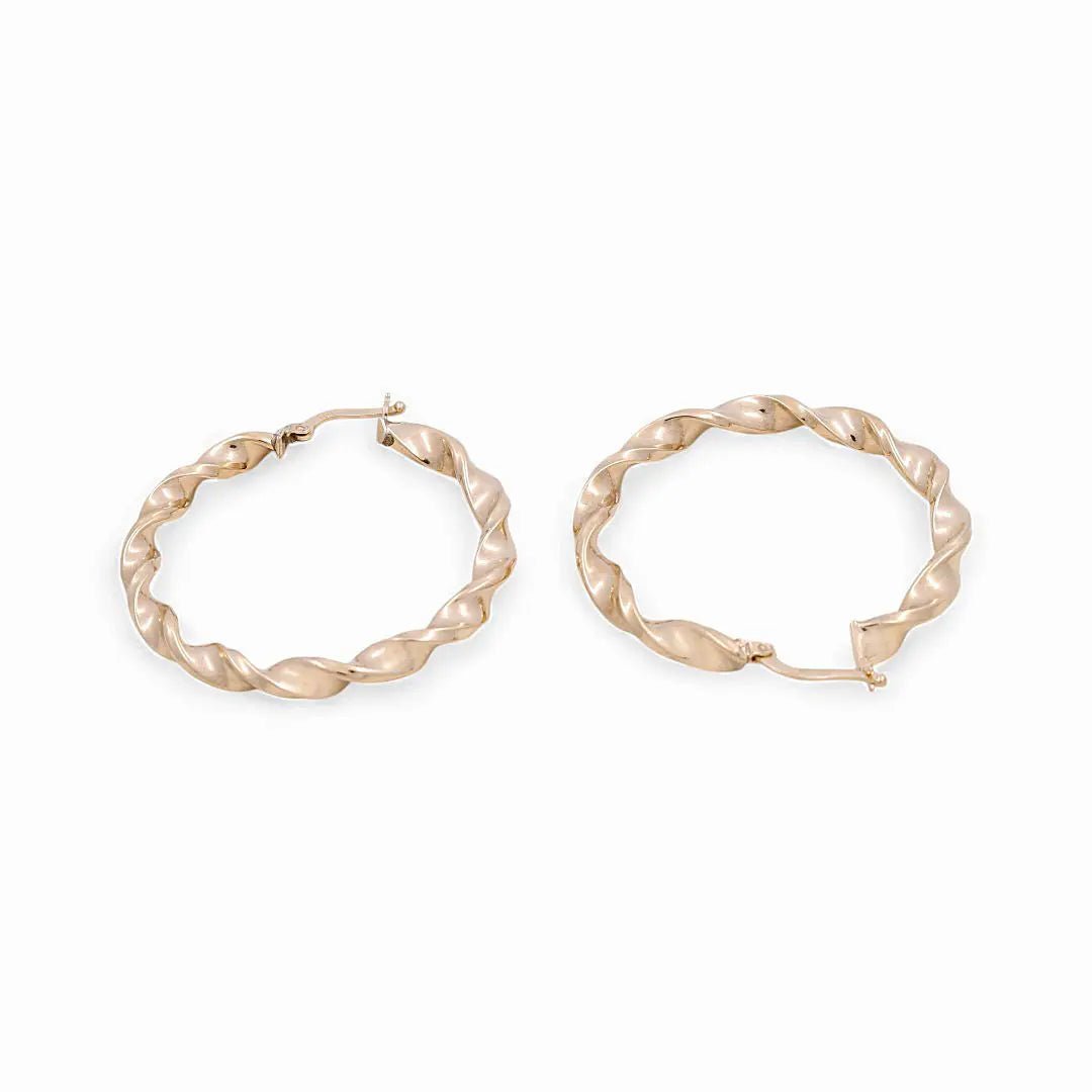 10K Yellow Gold Twisted Hoop Earrings - Miral Jewelry