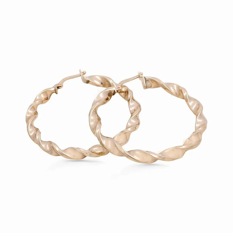 10K Yellow Gold Twisted Hoop Earrings - Miral Jewelry