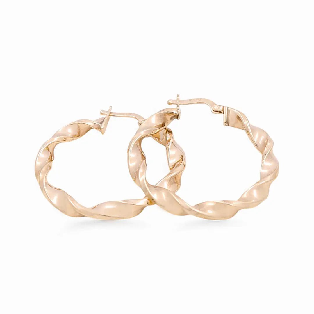 10K Yellow Gold Twisted Hoop Earrings Style 12367