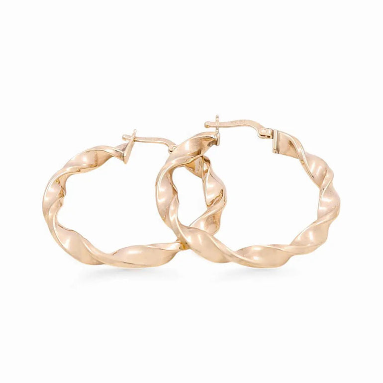 10K Yellow Gold Twisted Hoop Earrings - Miral Jewelry