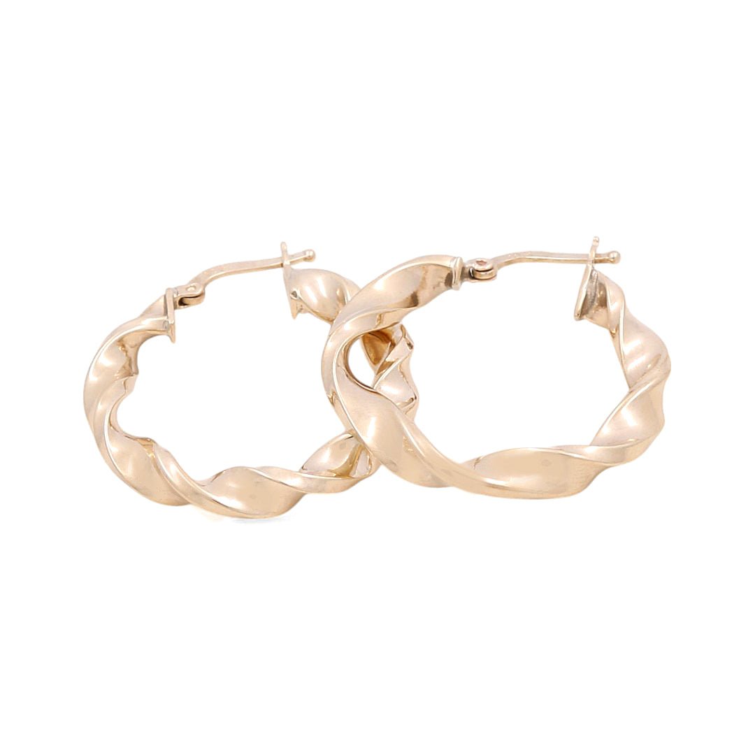 10K Yellow Gold Twisted Hoop Earrings - Miral Jewelry