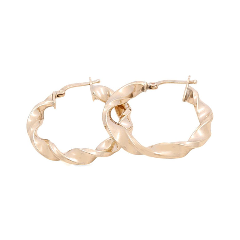 10K Yellow Gold Twisted Hoop Earrings - Miral Jewelry