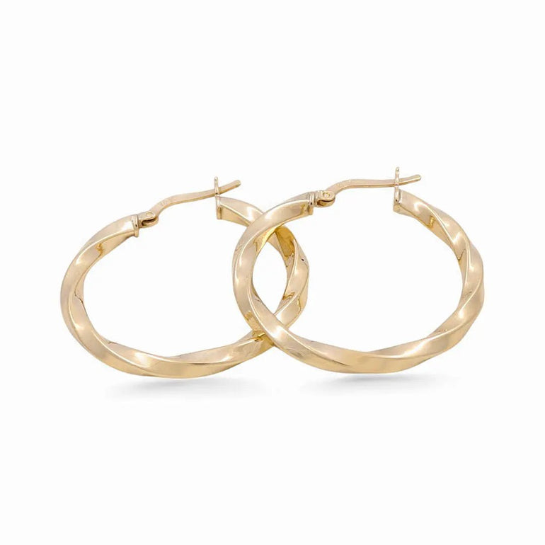 10K Yellow Gold Twisted Hoop Earrings - Miral Jewelry