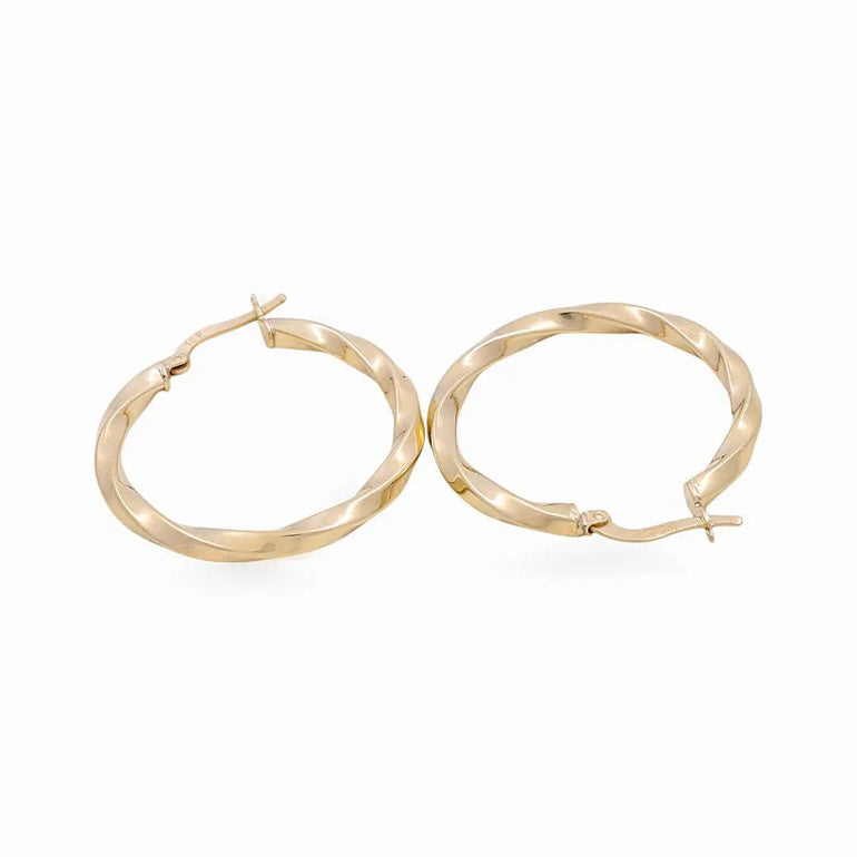 10K Yellow Gold Twisted Hoop Earrings - Miral Jewelry