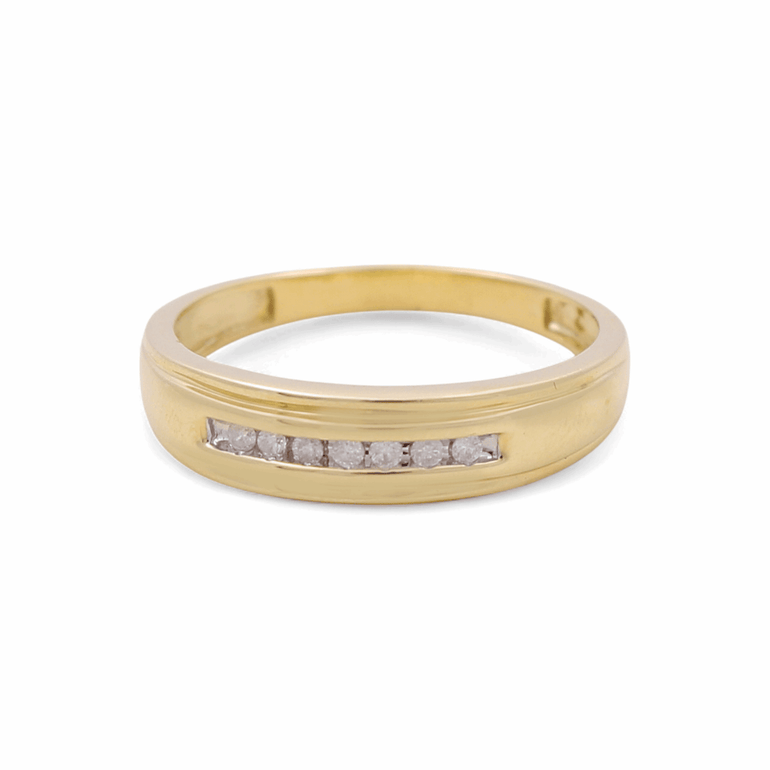 10K Yellow Gold Wedding Band with 0.08Tw Round Diamonds - Miral Jewelry