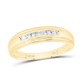 10K Yellow Gold Wedding Band with 0.08Tw Round Diamonds - Miral Jewelry