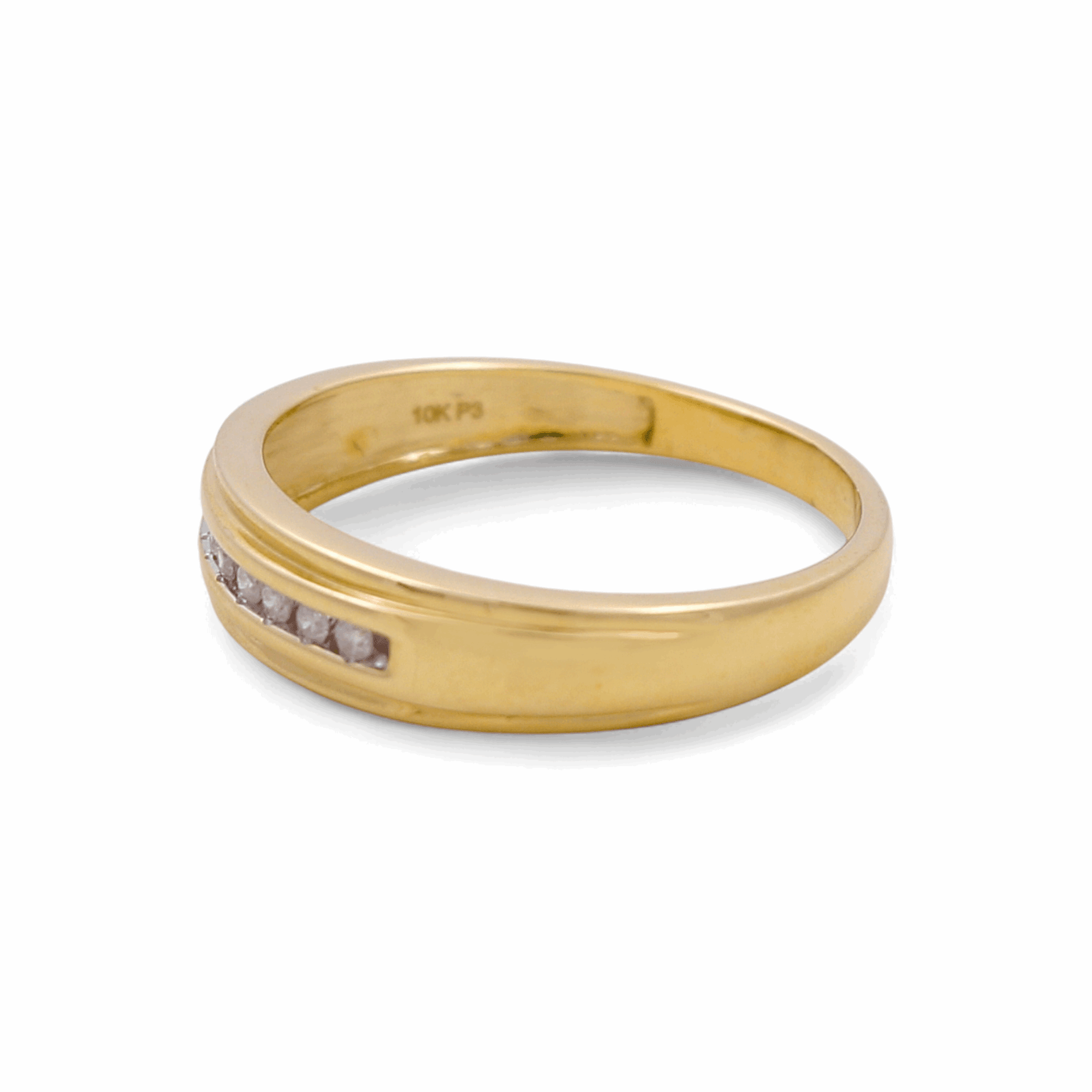10K Yellow Gold Wedding Band with 0.08Tw Round Diamonds - Miral Jewelry