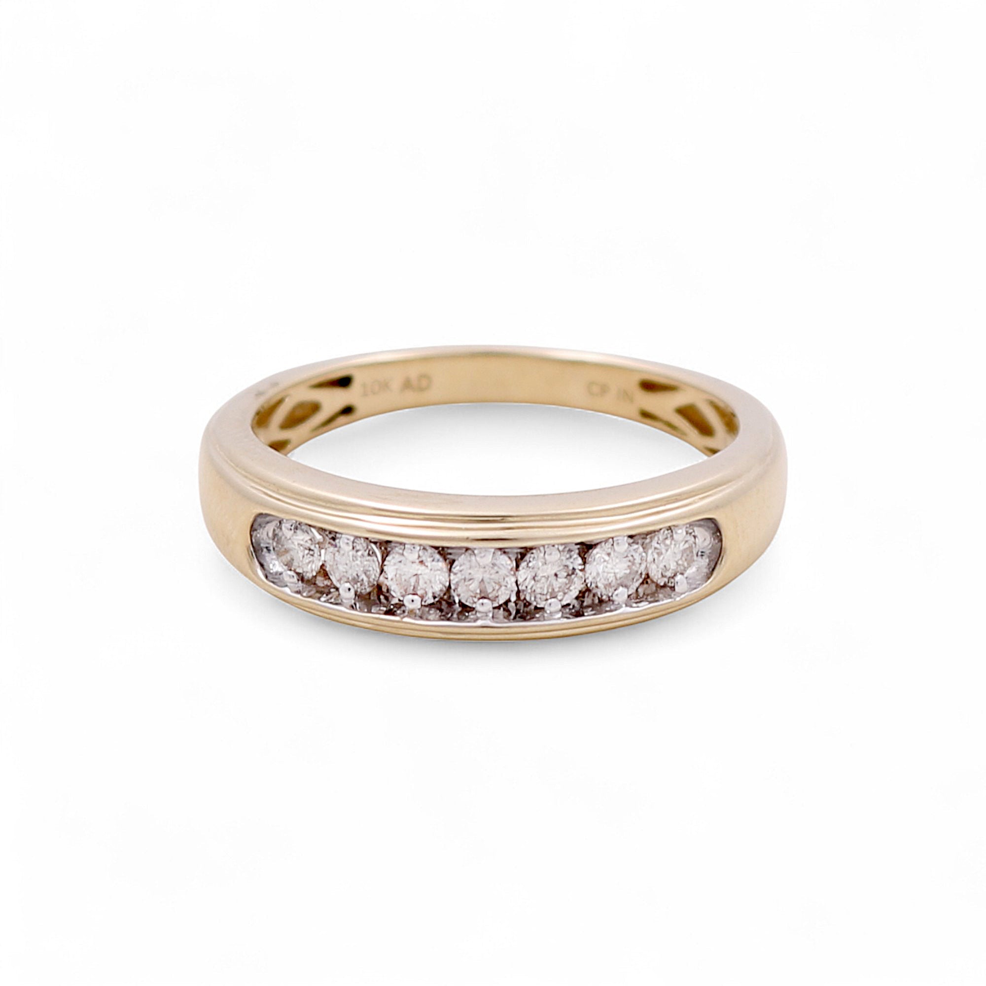 10K Yellow Gold Wedding Band with 0.50Tw Round Diamonds - Miral Jewelry