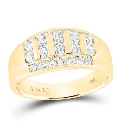 10K Yellow Gold Men's Bar Station Diamond Band 1.00 ct tw