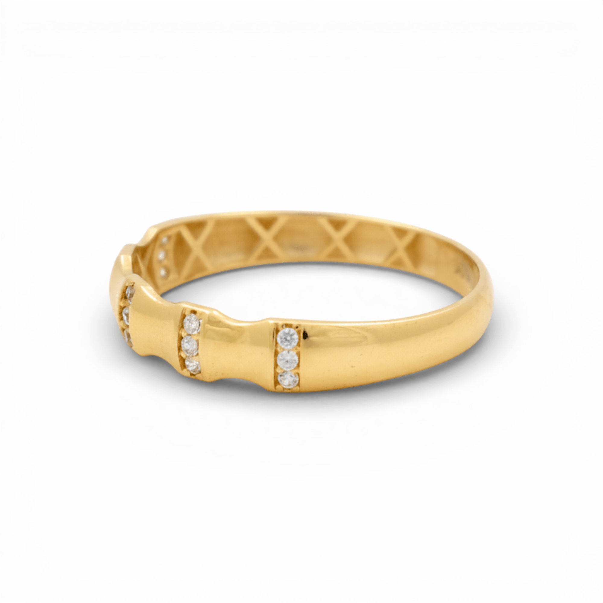10K Yellow Gold Wedding Band with CZ Ring - Miral Jewelry