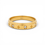 10K Yellow Gold Wedding Band with CZ Ring - Miral Jewelry