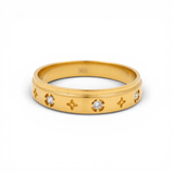 10K Yellow Gold Wedding Band with CZ Ring - Miral Jewelry