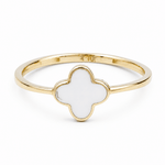 10K Yellow Gold White Clover Fashion Women's Ring - Miral Jewelry