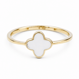 10K Yellow Gold White Clover Fashion Women's Ring - Miral Jewelry