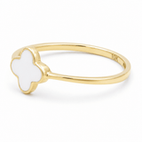 10K Yellow Gold White Clover Fashion Women's Ring - Miral Jewelry
