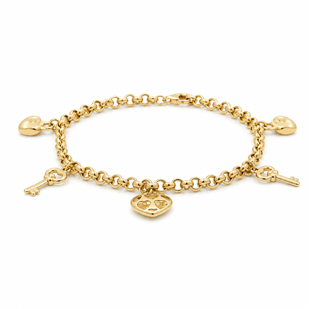 10K Yellow Gold with Charms Bracelet Women's - Miral Jewelry