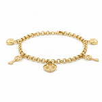 10K Yellow Gold with Charms Bracelet Women's - Miral Jewelry