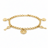 10K Yellow Gold with Charms Bracelet Women's - Miral Jewelry