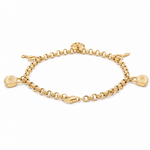 10K Yellow Gold with Charms Bracelet Women's - Miral Jewelry