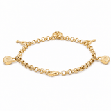 10K Yellow Gold with Charms Bracelet Women's - Miral Jewelry