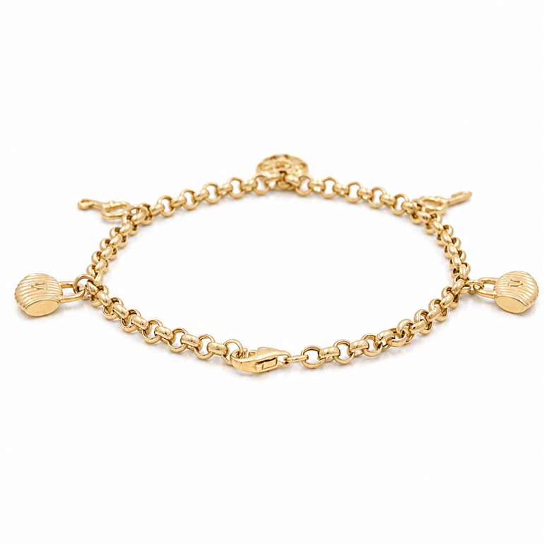 10K Yellow Gold with Charms Bracelet Women's - Miral Jewelry