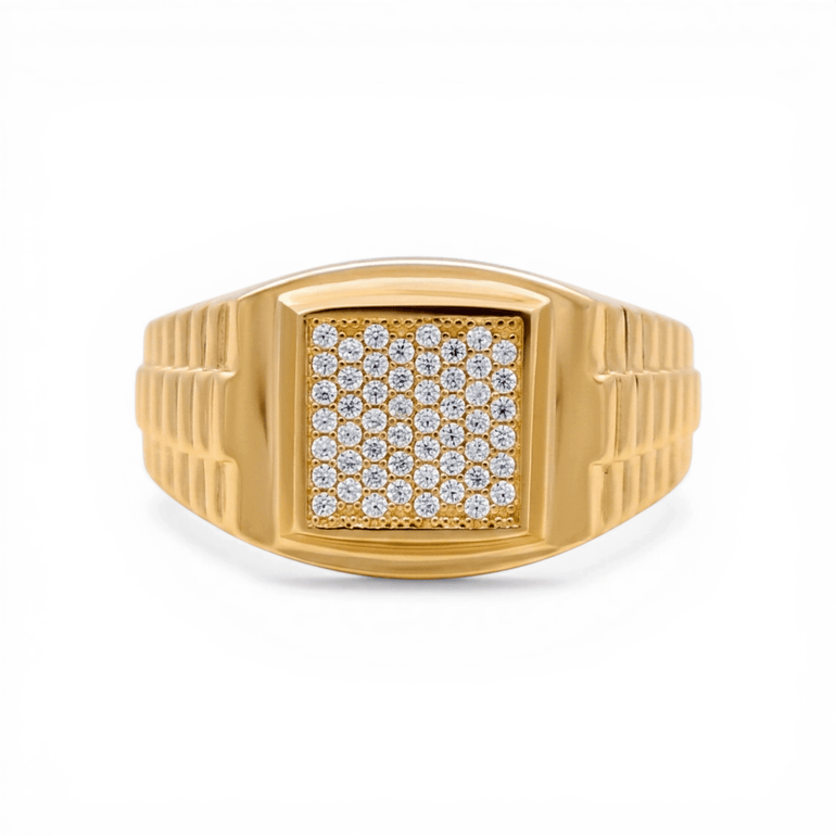 10k Yellow Gold with Cz Fashion Men's Ring - Miral Jewelry