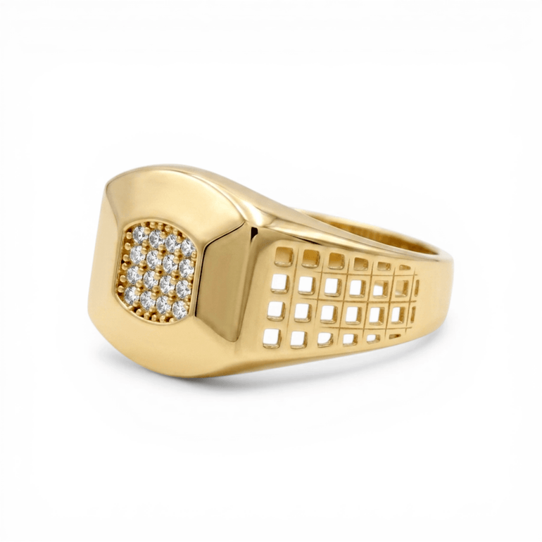 10k Yellow Gold with Cz Fashion Men's Ring - Miral Jewelry
