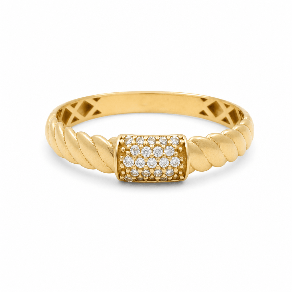 10K Yellow Gold with Cz Fashion Women's Ring - Miral Jewelry