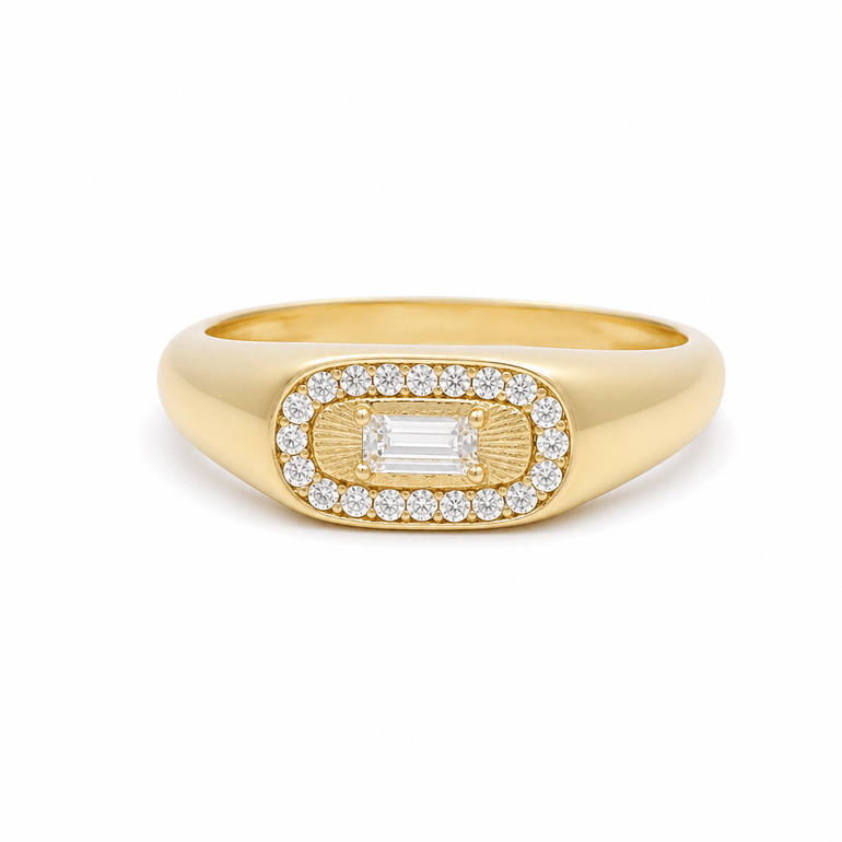 10K Yellow Gold with Cz Fashion Women's Ring - Miral Jewelry