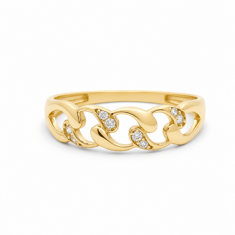 10K Yellow Gold with Cz Fashion Women's Ring - Miral Jewelry
