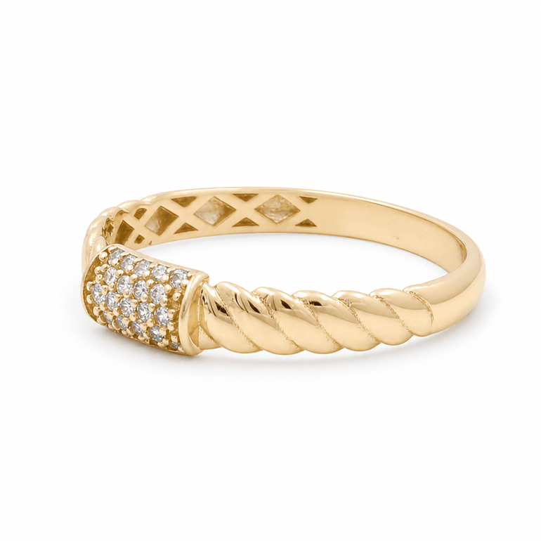 10K Yellow Gold with Cz Fashion Women's Ring - Miral Jewelry