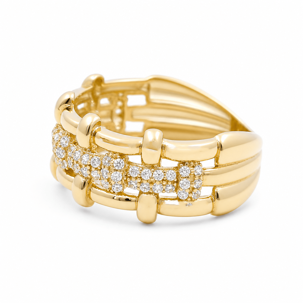 10K Yellow Gold with Cz Fashion Women's Ring - Miral Jewelry