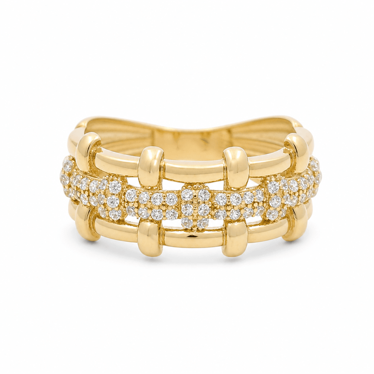 10K Yellow Gold with Cz Fashion Women's Ring - Miral Jewelry