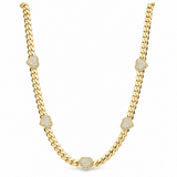 10K Yellow Gold Monaco Necklace with Pavé CZ Hearts 5mm, 18.5in