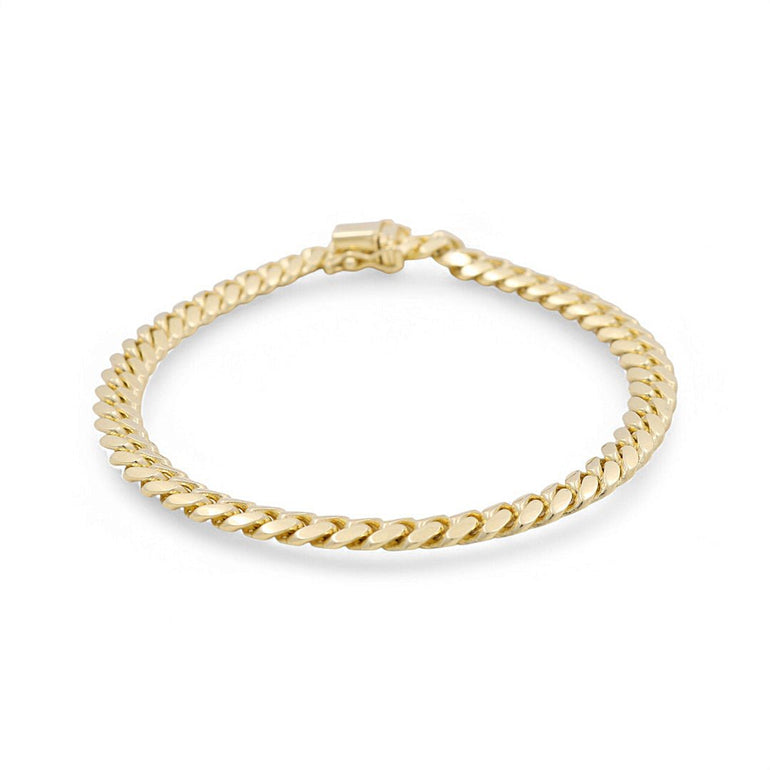 10k Yellow Solid Cuban Link Bracelet - Miral Jewelry