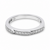 14K White Gold Band Diamond Fashion Ring with 0.16Tw Round Diamonds