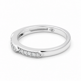 14K White Gold Band Diamond Fashion Ring with 0.16Tw Round Diamonds