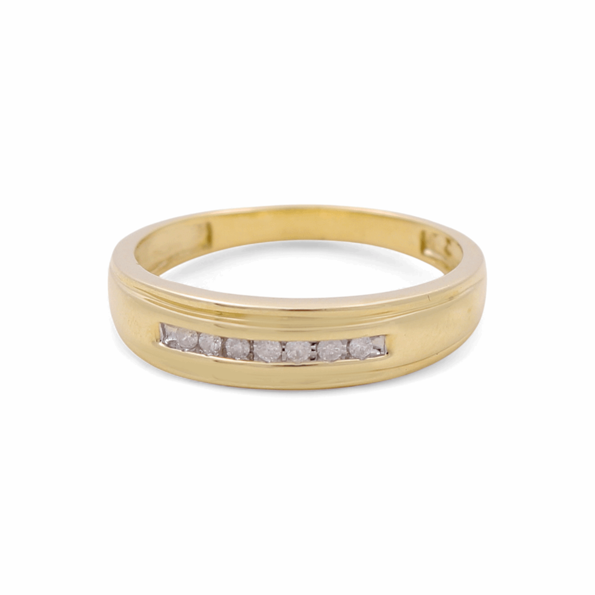 10K  Yellow Gold  Wedding Band with 0.08Tw Round Diamonds