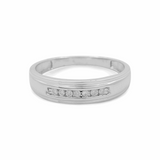 10K  White Gold  Wedding Band with 0.08Tw Round Diamonds