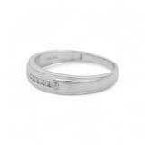 10K  White Gold  Wedding Band with 0.08Tw Round Diamonds