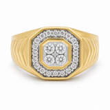 14K Yellow Gold Square Diamond Men's Ring with 0.50Tw Round Diamonds