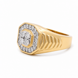 14K Yellow Gold Square Diamond Men's Ring with 0.50Tw Round Diamonds