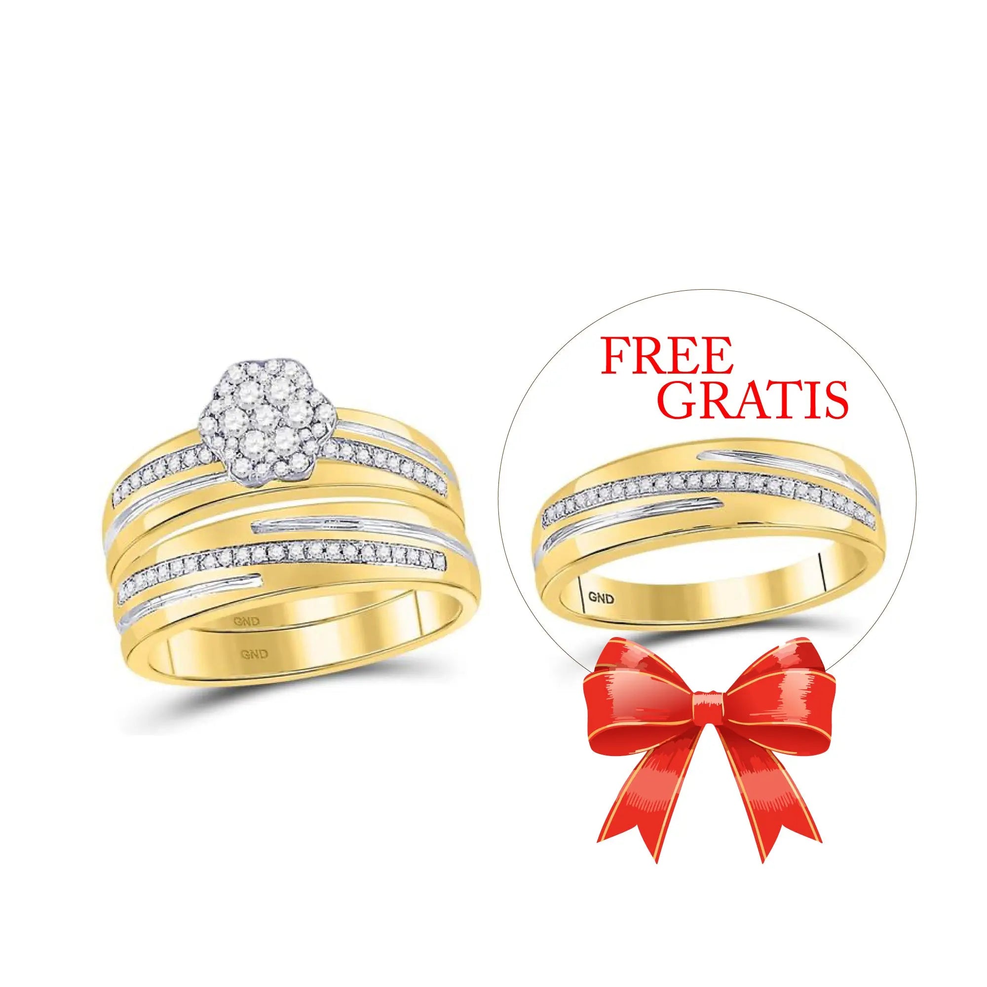 Round Diamond Cluster Matching Wedding Set 3/8 Ctw Miral Jewelry