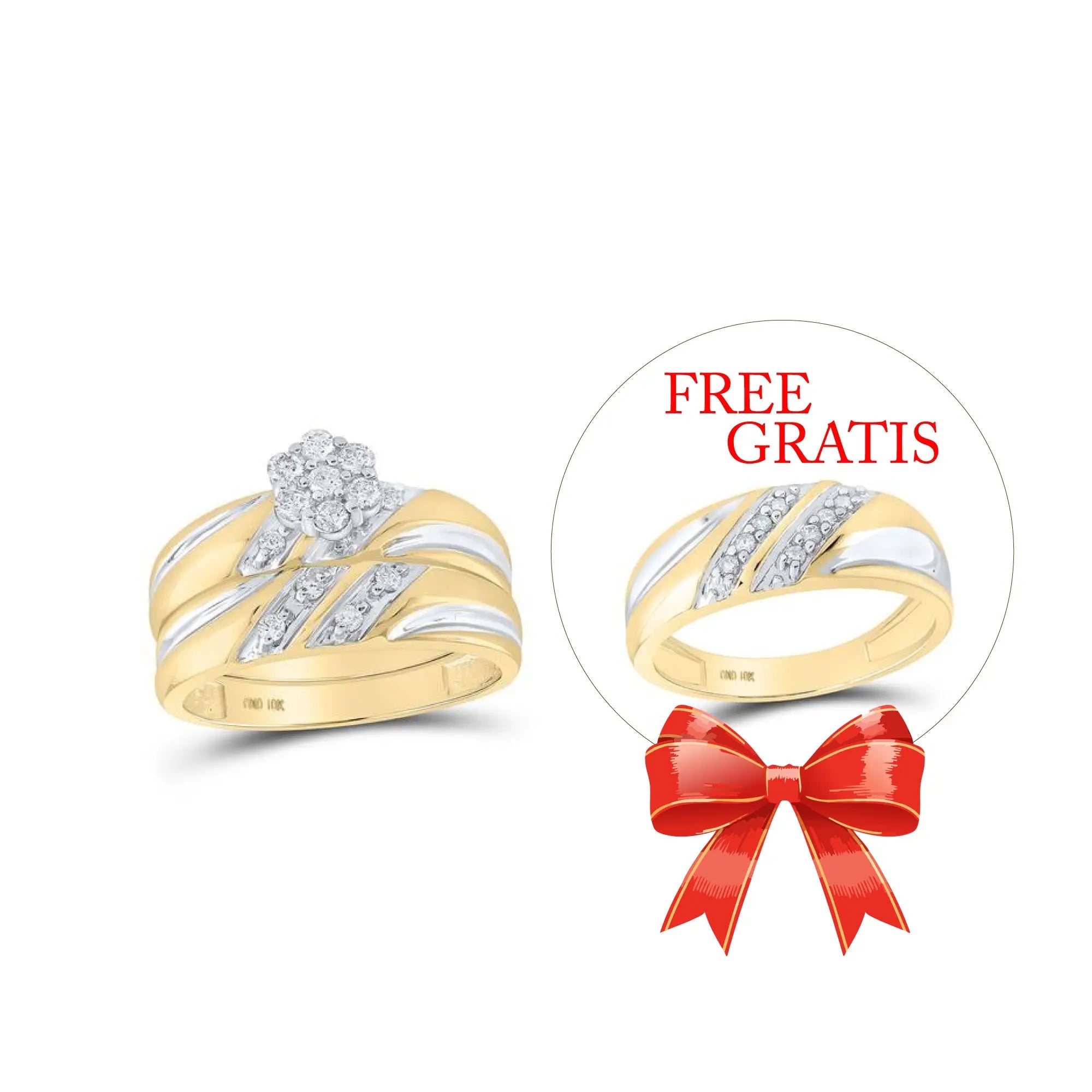 Round Diamond Cluster Matching Wedding Ring Set 3/8 Cttw Miral Jewelry