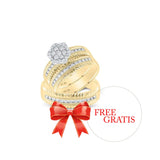 Round Diamond Cluster Matching Wedding Ring Set 3/4 Cttw Miral Jewelry