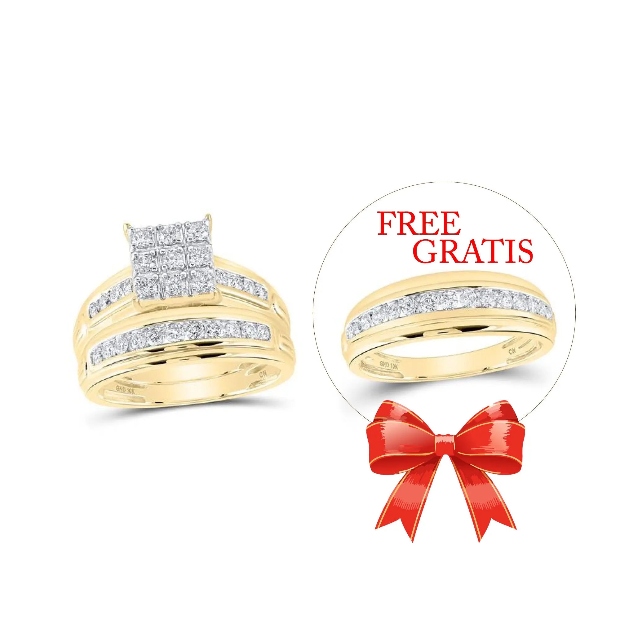 10kt Yellow Gold 1ctw-dia Fashion Trio Set Miral Jewelry