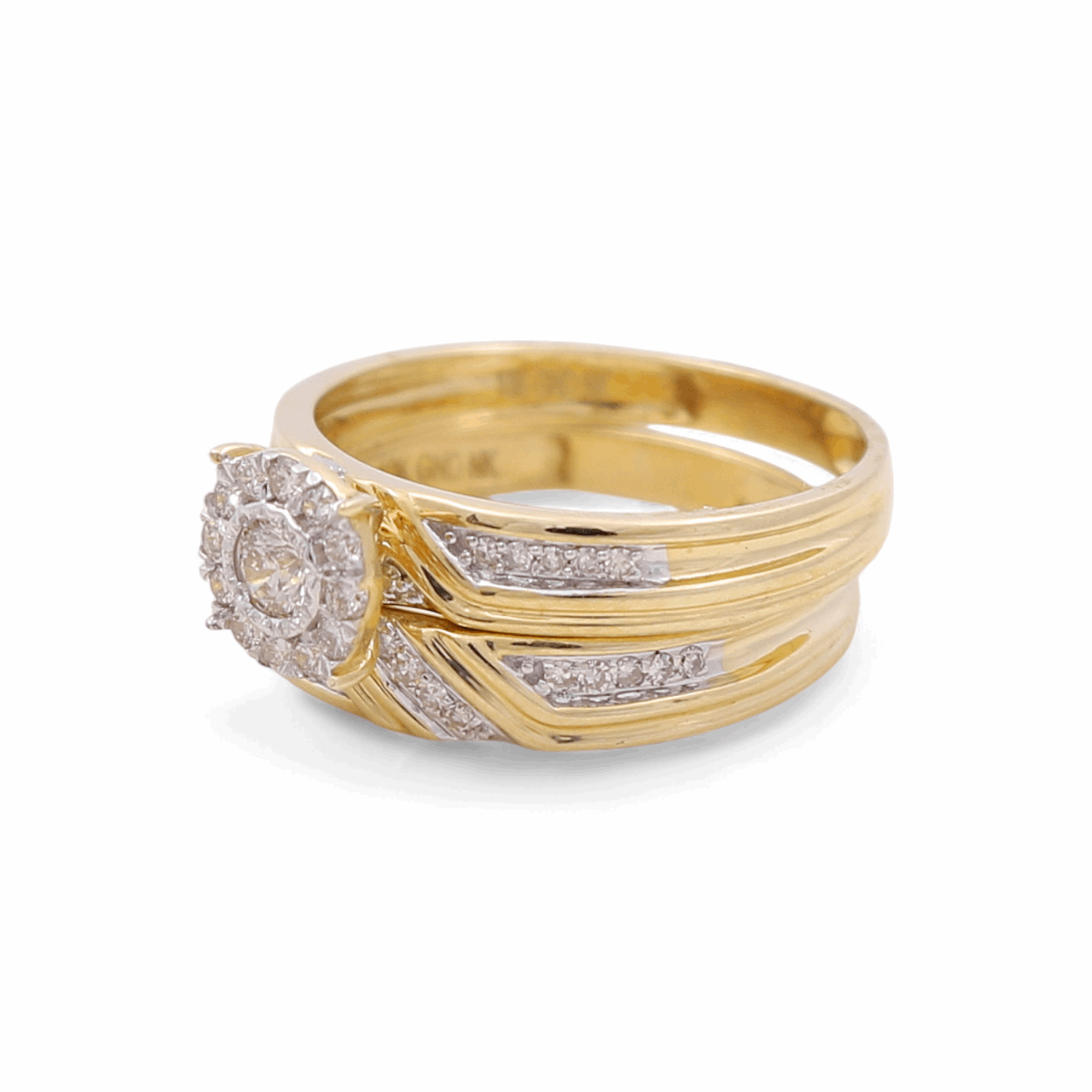 10k Yellow Gold  Round  3 Pieces Set with 0.37tw Round Diamonds