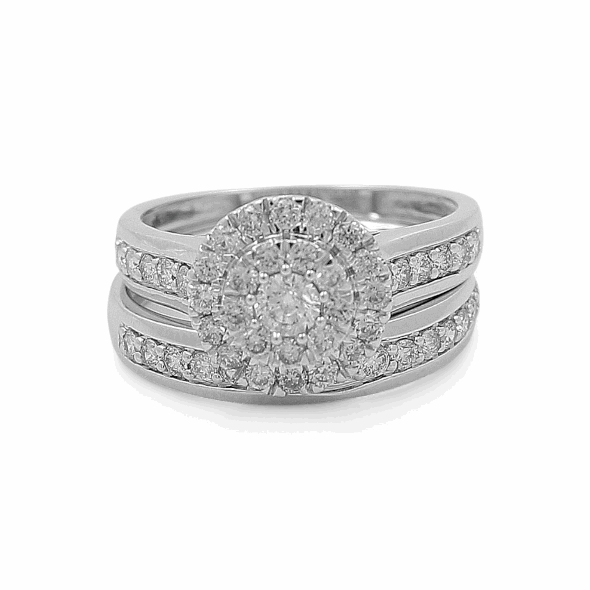 14k White Gold  Round  3 Pieces Set with 1.37tw Round Diamonds