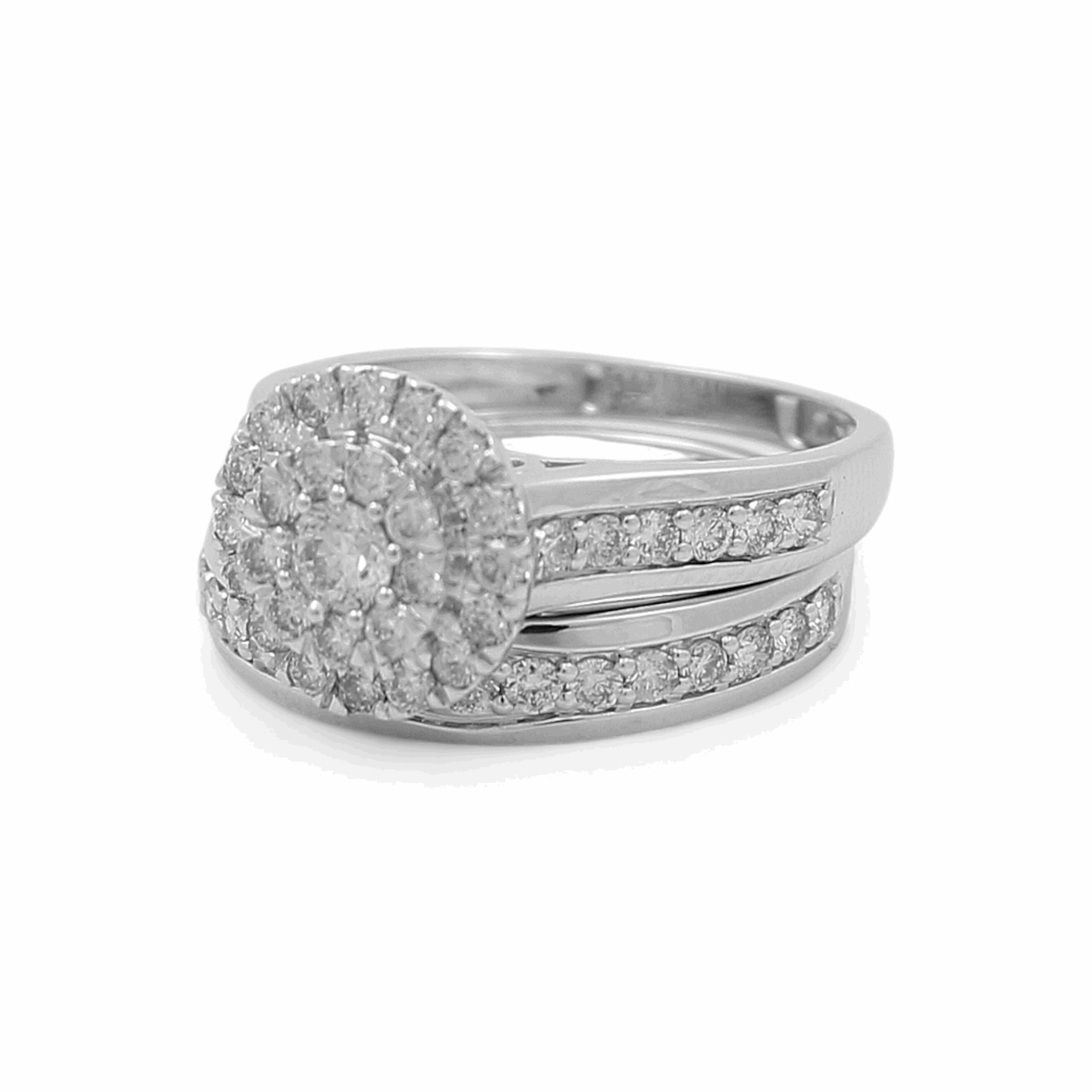 14k White Gold  Round  3 Pieces Set with 1.37tw Round Diamonds