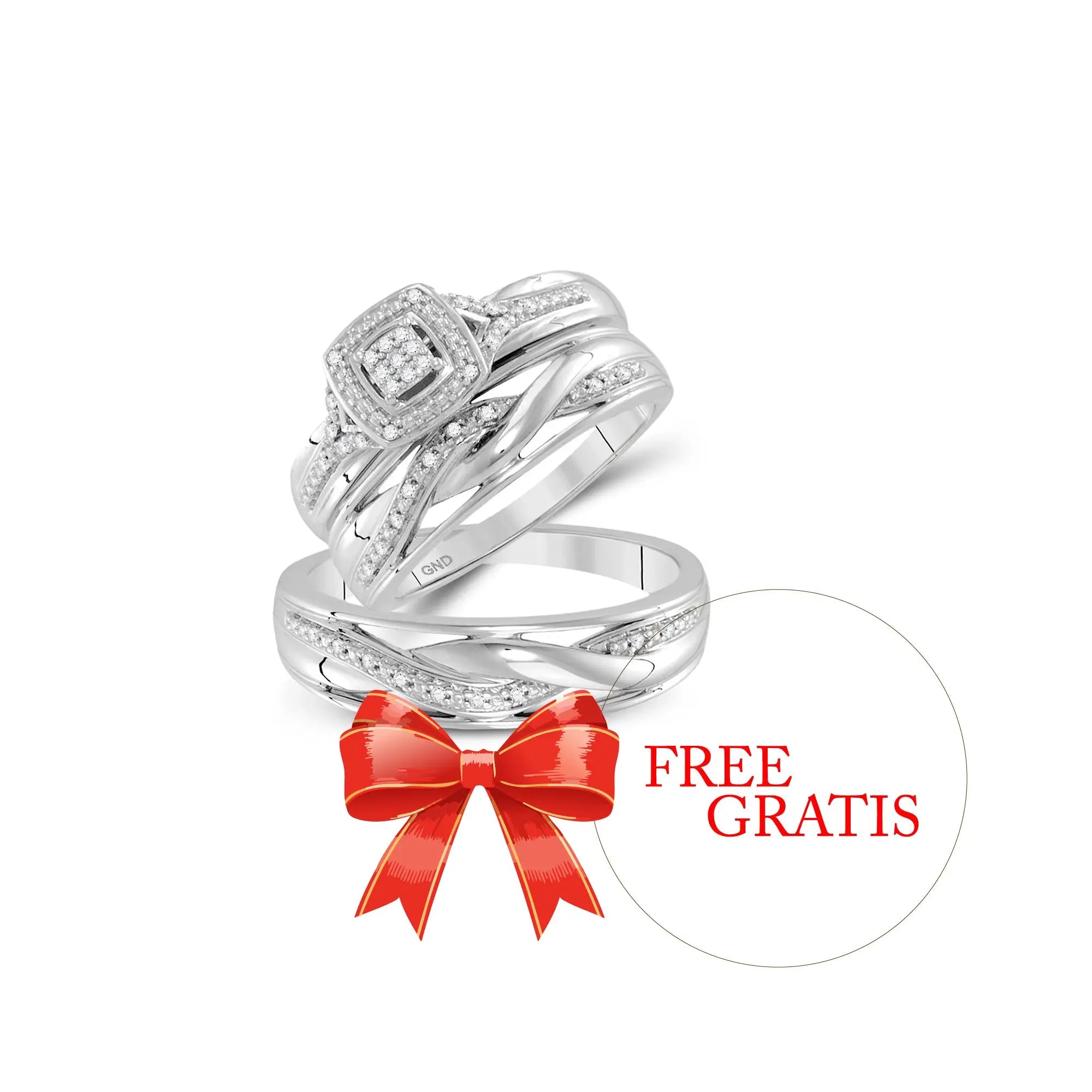 Round Diamond Cluster Matching Wedding Ring Set 1/10 Cttw Miral Jewelry